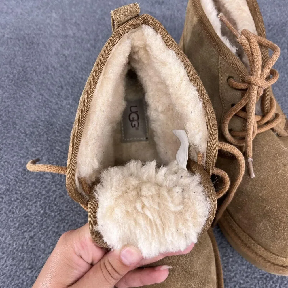 UGG Neumel Boots‎ Womens Size 5 Suede Sheepskin Lace Up Warm Shoes